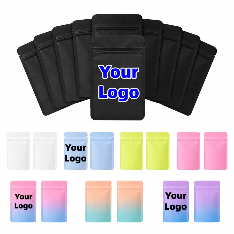 Food Snacks Logos - Flat Resealable Aluminum Foil Ziplock Pouches,