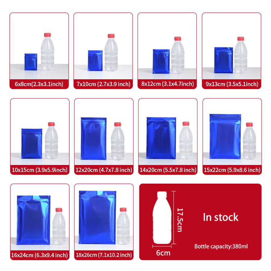 100pcs Matte Blue Foil Zipper  - Food Snacks In Usa 评论和价格
