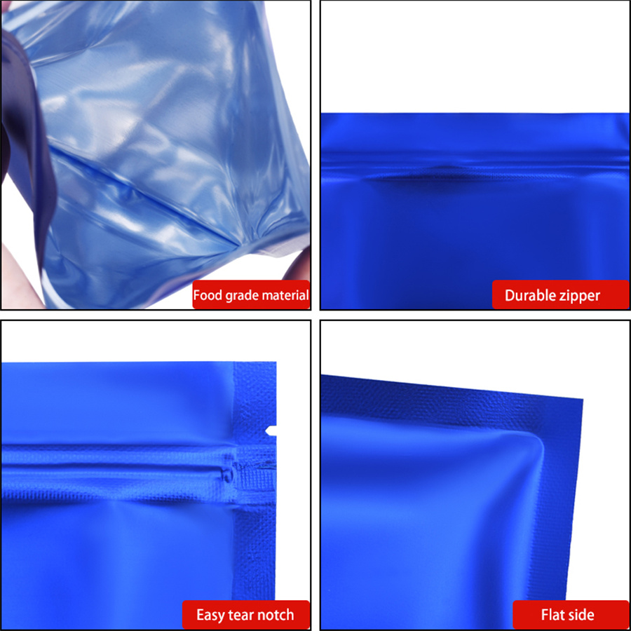 100pcs Matte Blue Foil Zipper  - Food Snacks In Usa 评论和价格
